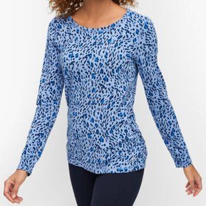 Talbots Animal Print Ruched Scoop Neck Tee PLUS 3X